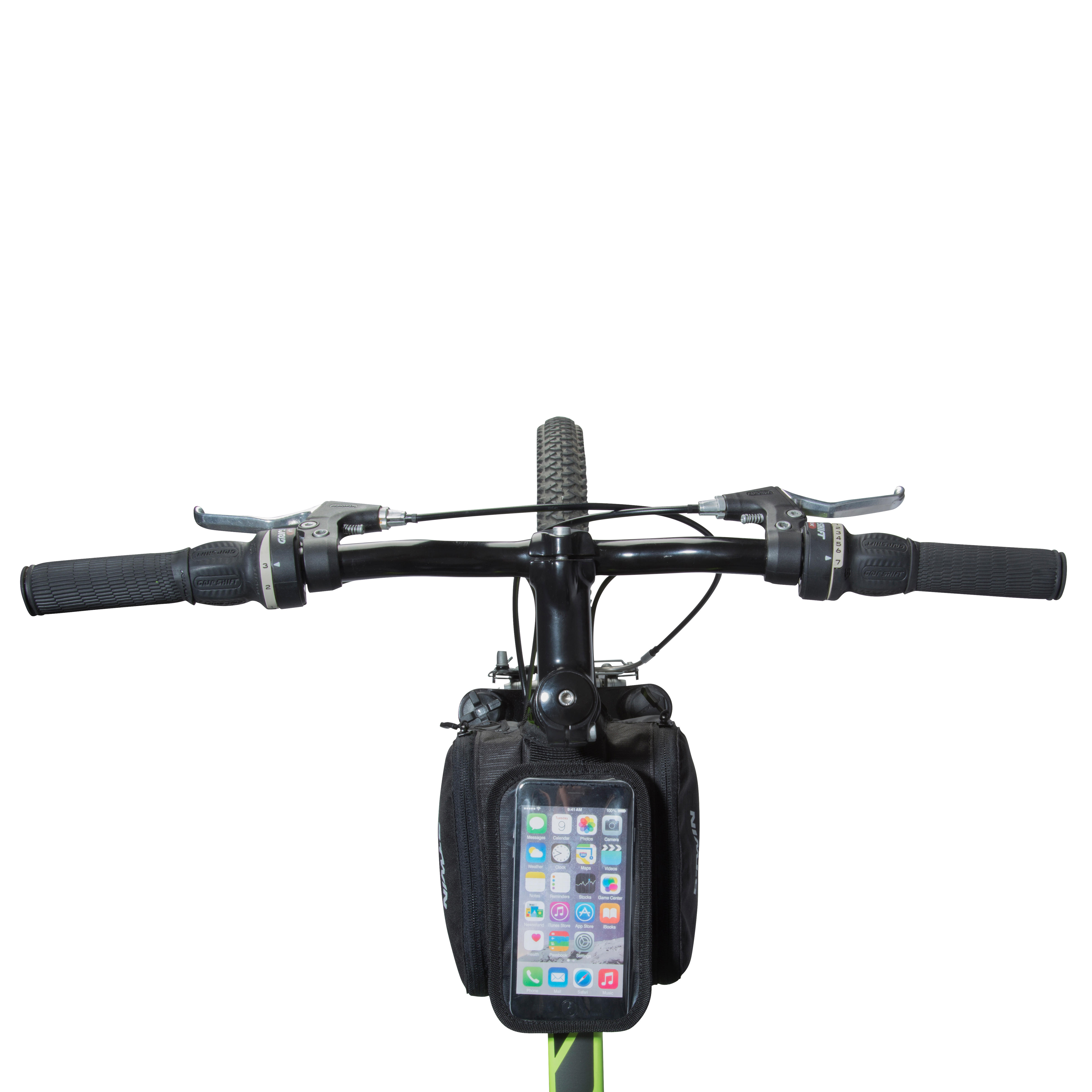 2 L Double Bike Frame Bag 520 smoked black Riverside Decathlon