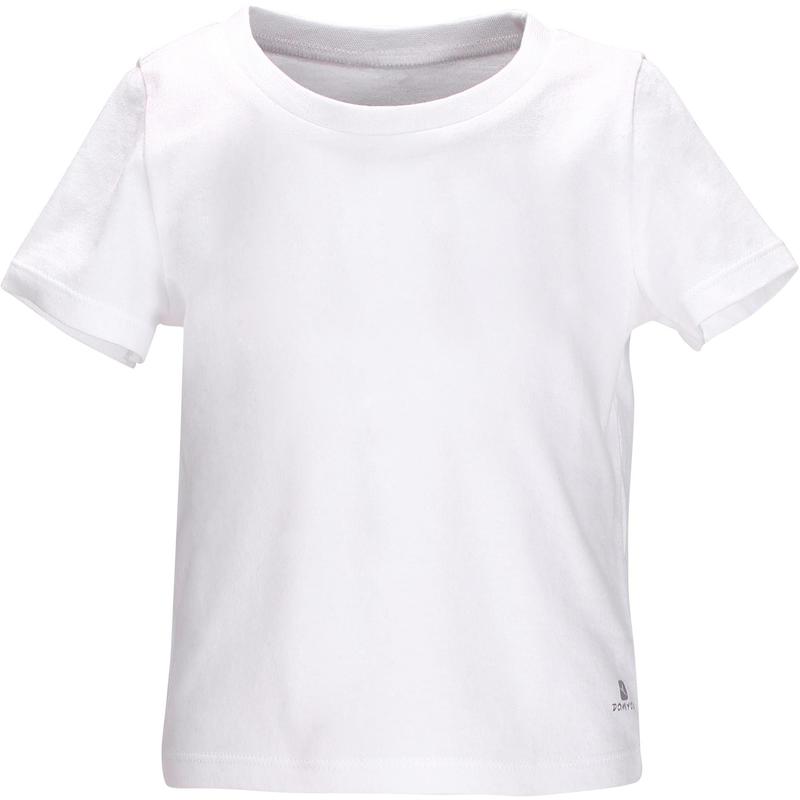 Camiseta De Manga Corta 100 Gimnasia Infantil Blanco Domyos By