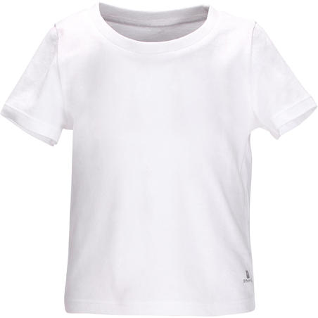 100 Short Sleeved Baby Gym T Shirt White Decathlon