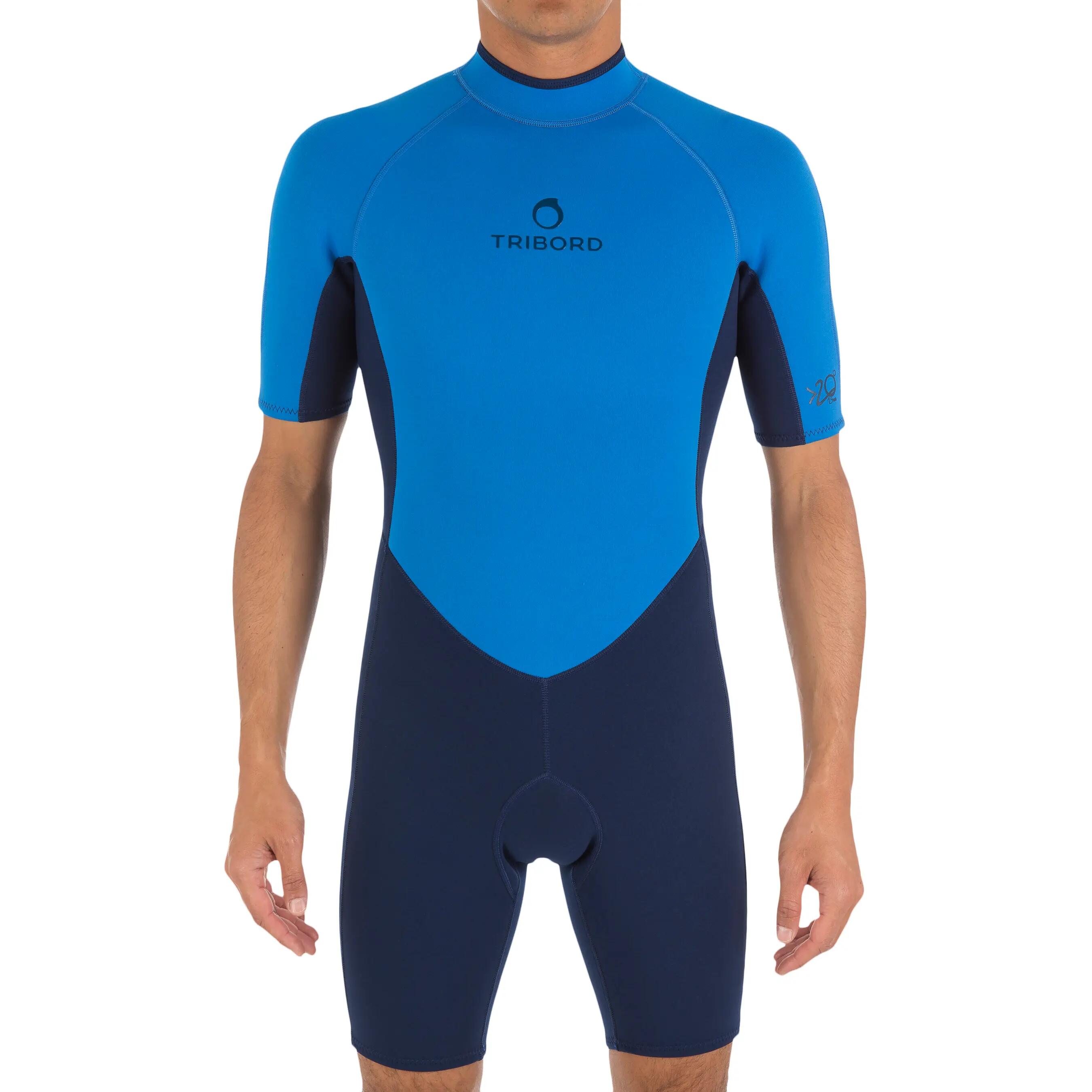 100 Men's Neoprene Shorty Surfing Wetsuit - Blue 10/12