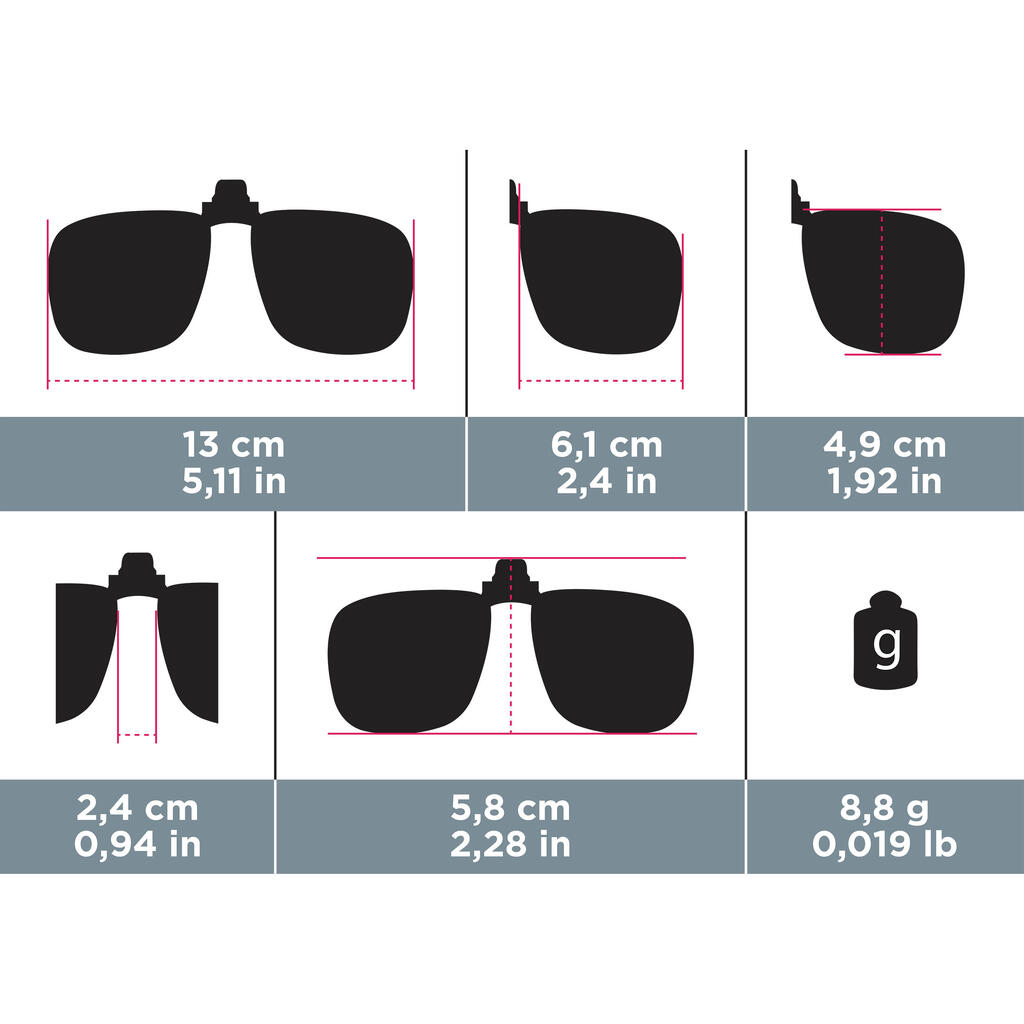 Clip adaptable a las lentes de vista - MH OTG 120 LARGE - polarizado categoría 3