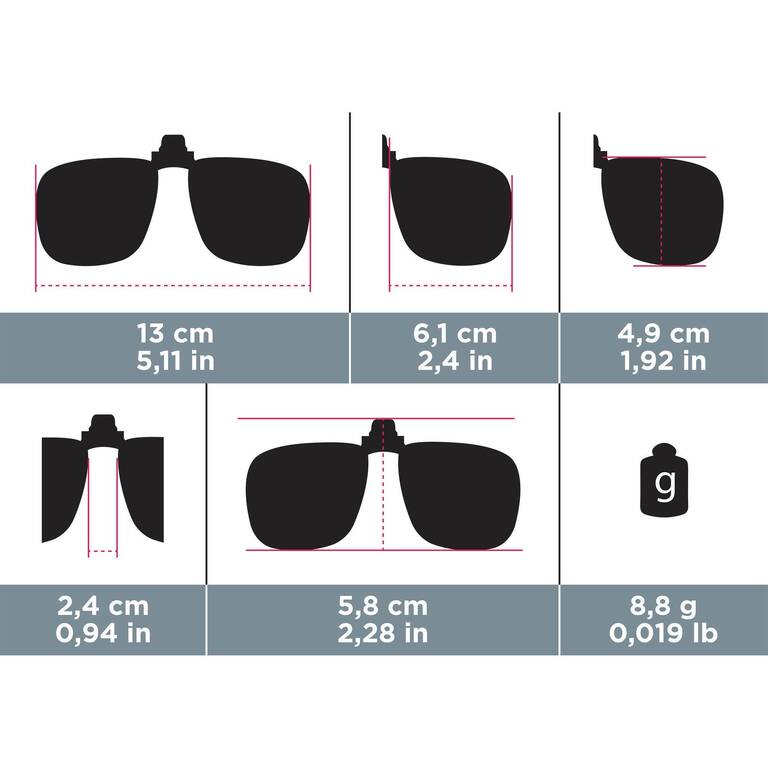 Adapt. clip for prescription glasses - MH OTG 120 Large - polarising category 3