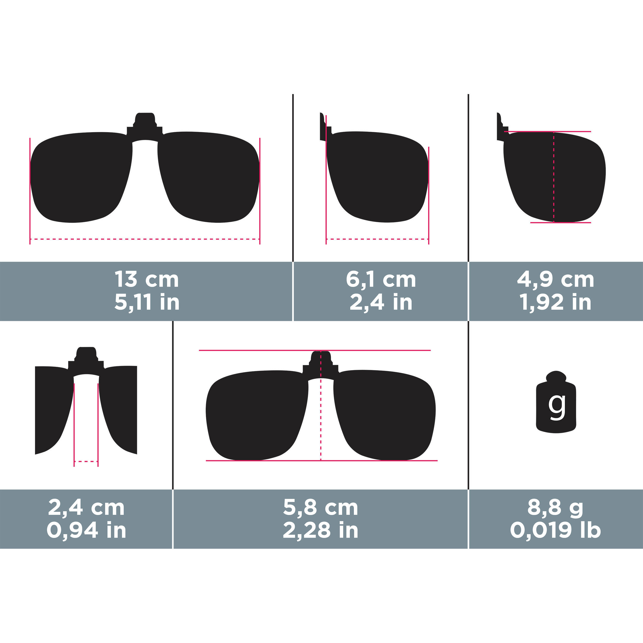 Adapt. clip for prescription glasses - MH OTG 120 Large - polarising category 3 9/9