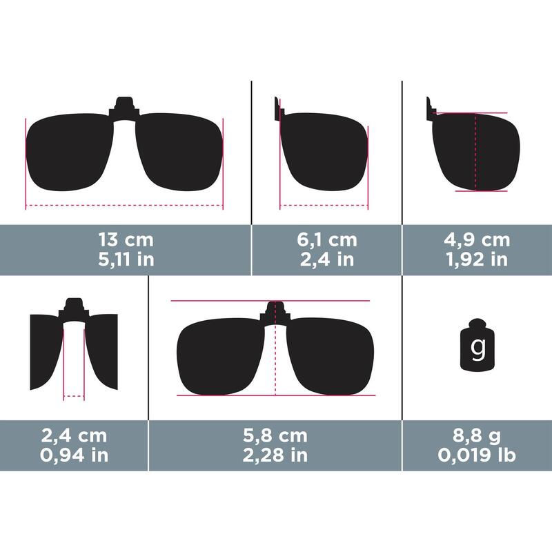 Clip-on voor bril op sterkte - MH OTG 120 large - polariserend categorie 3