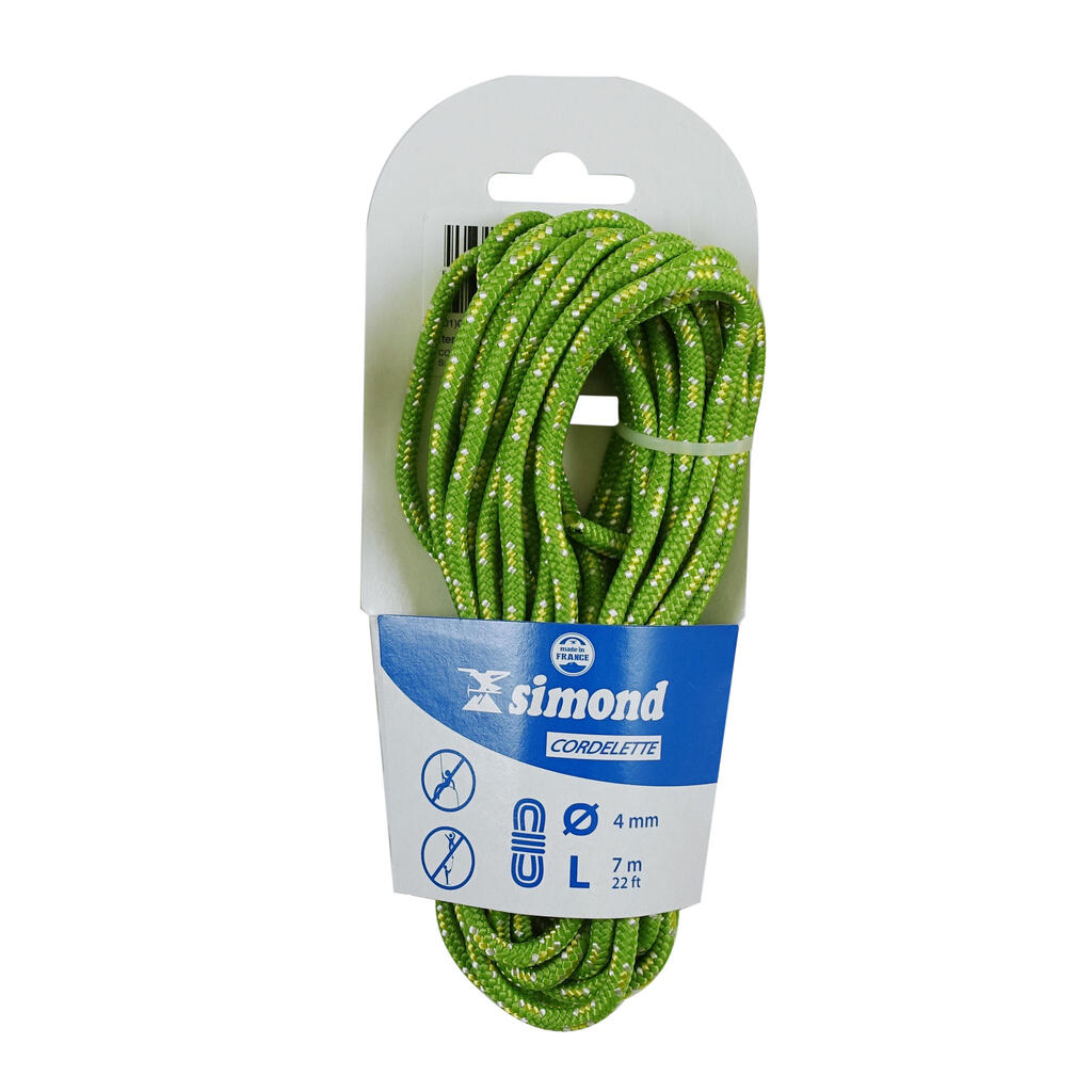 Climbing and Mountaineering Cordelette 4 mm x 7 m - Green