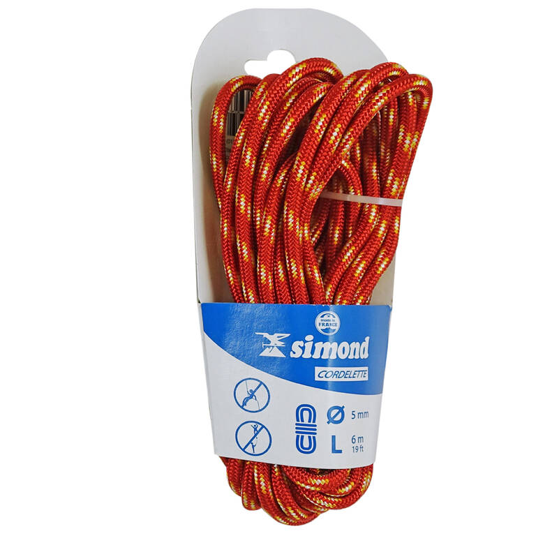Climbing and Mountaineering Cordelette 5 mm x 6 m - Red - Decathlon
