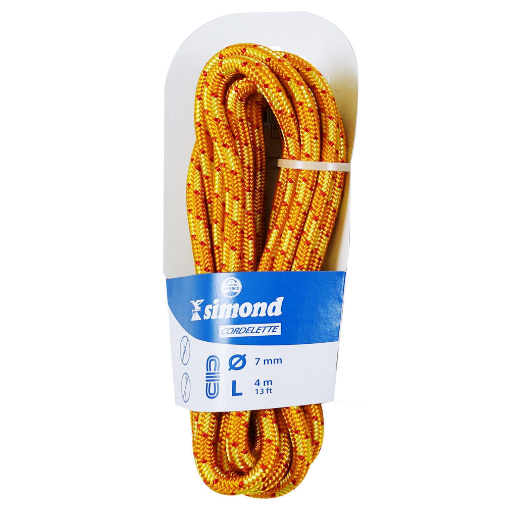 Cordelette d'escalade et d'alpinisme 7 mm x 4 m - Orange