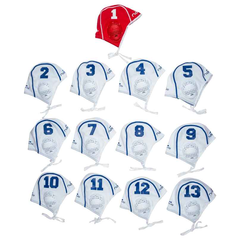 Adult Water Polo Caps Set of 13 White Decathlon
