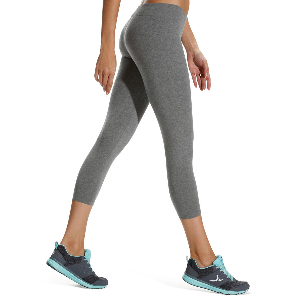 Legging 7/8 FIT+ 500 slim Gym & Pilates femme gris chiné moyen