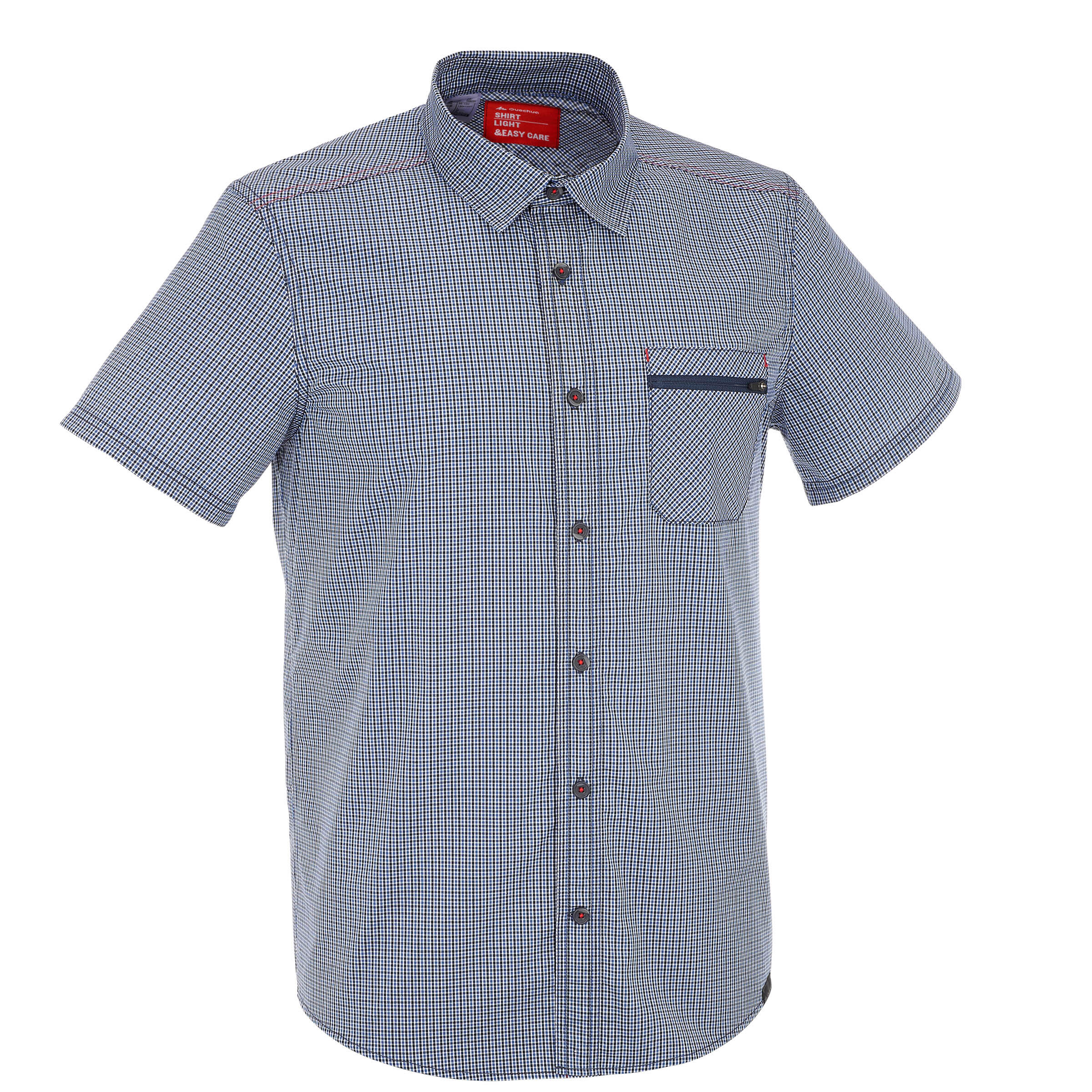 QUECHUA Arpenaz 100 Short-Sleeved Hiking Shirt - Blue