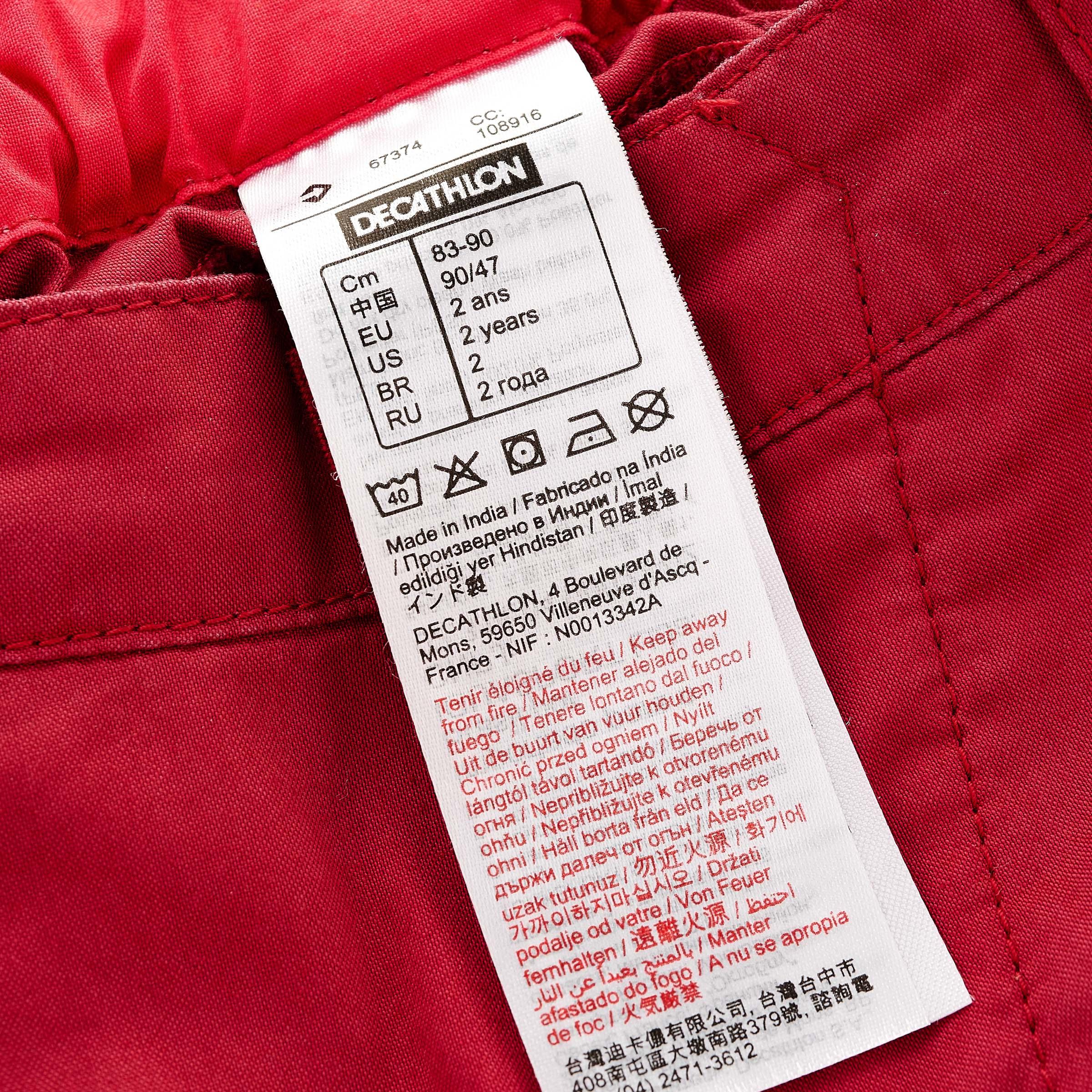 Babies' Anti UV Hiking Trousers Red 5/12