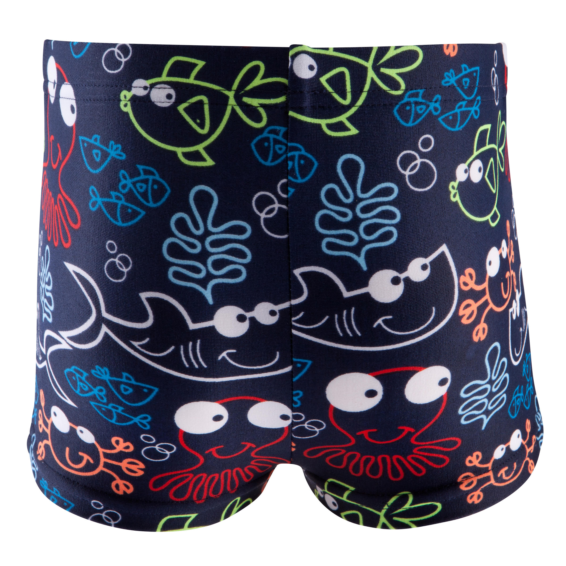 BABY / KIDS' SWIMMING BOXERS - BLUE FISH PRINT 3/4