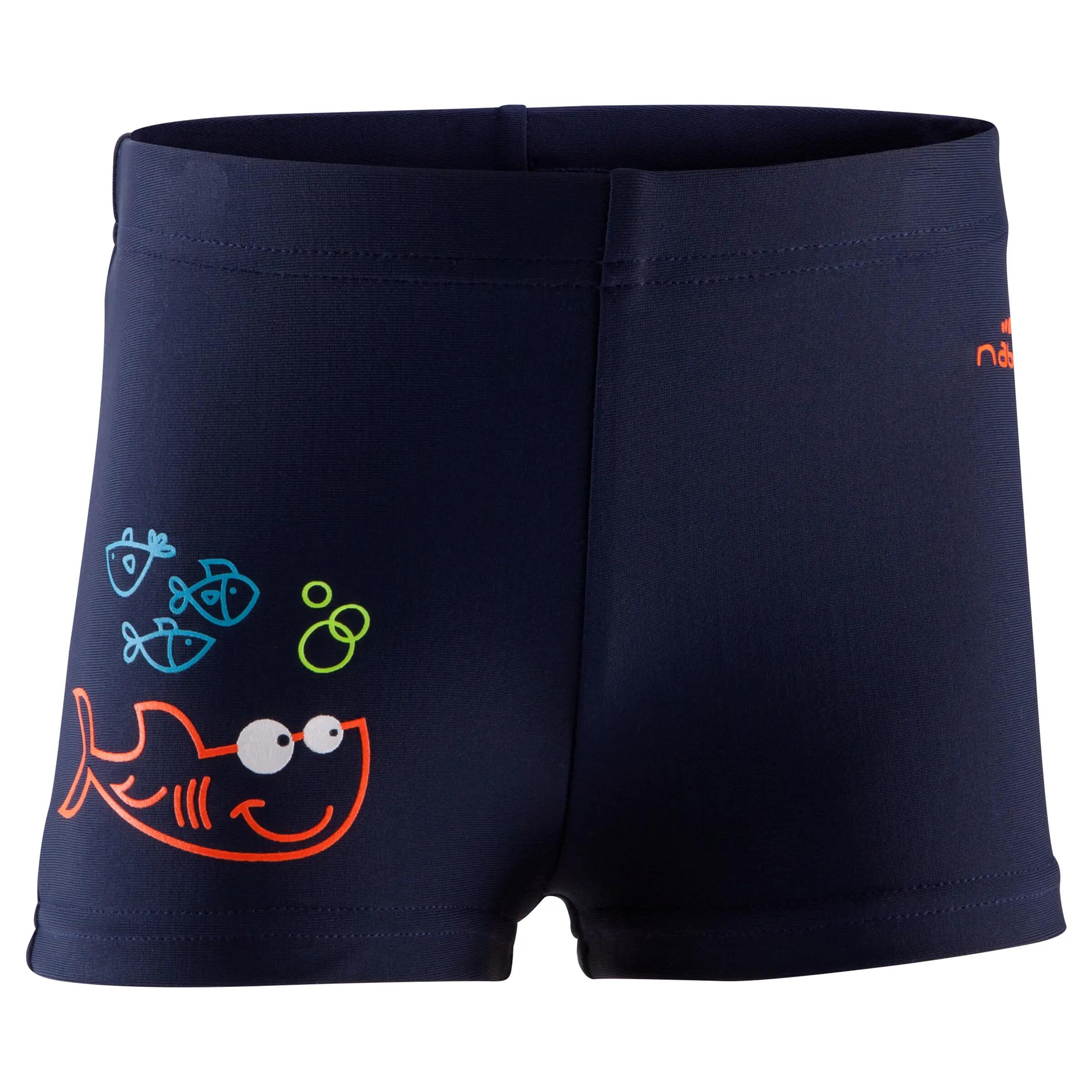 Titou Baby Boys' Boxer-Style Swim Shorts - Fish Blue 2/6