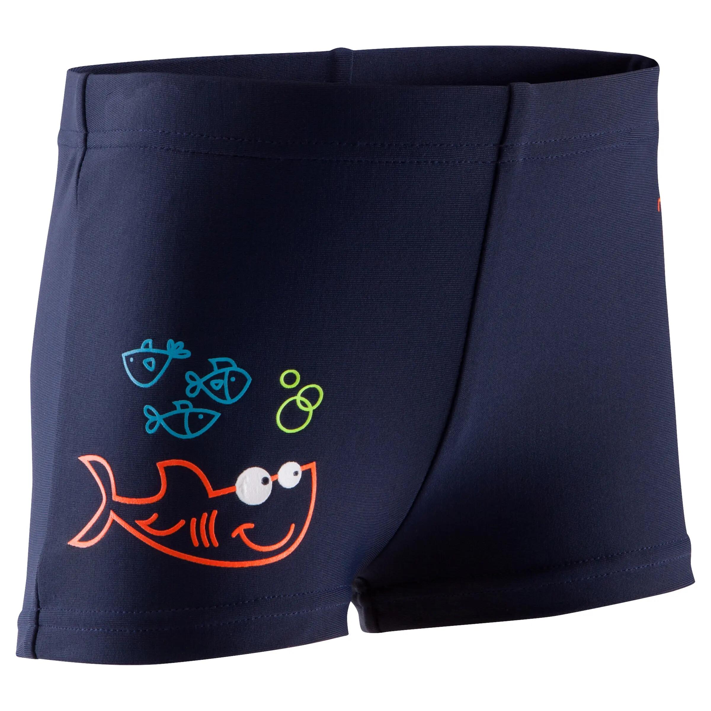 Titou Baby Boys' Boxer-Style Swim Shorts - Fish Blue 1/6