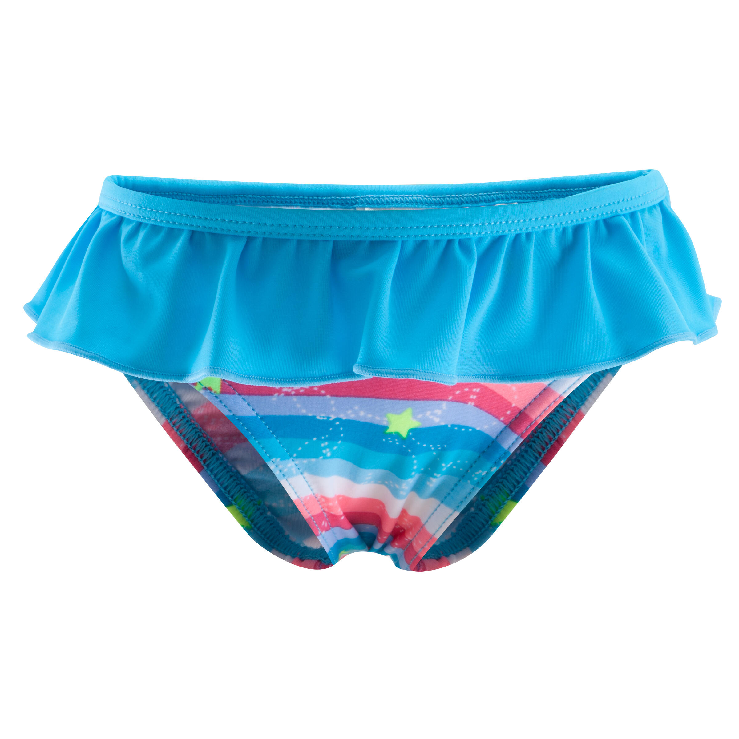 Little girls' mono swimsuit with frill - ALL BOW blue 2/5