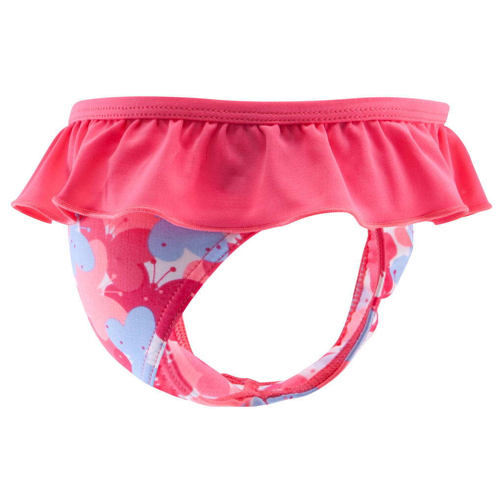 Jednodielne plavky pre najmenšie dievčatá nohavičky s potlačou motýlikov ružové