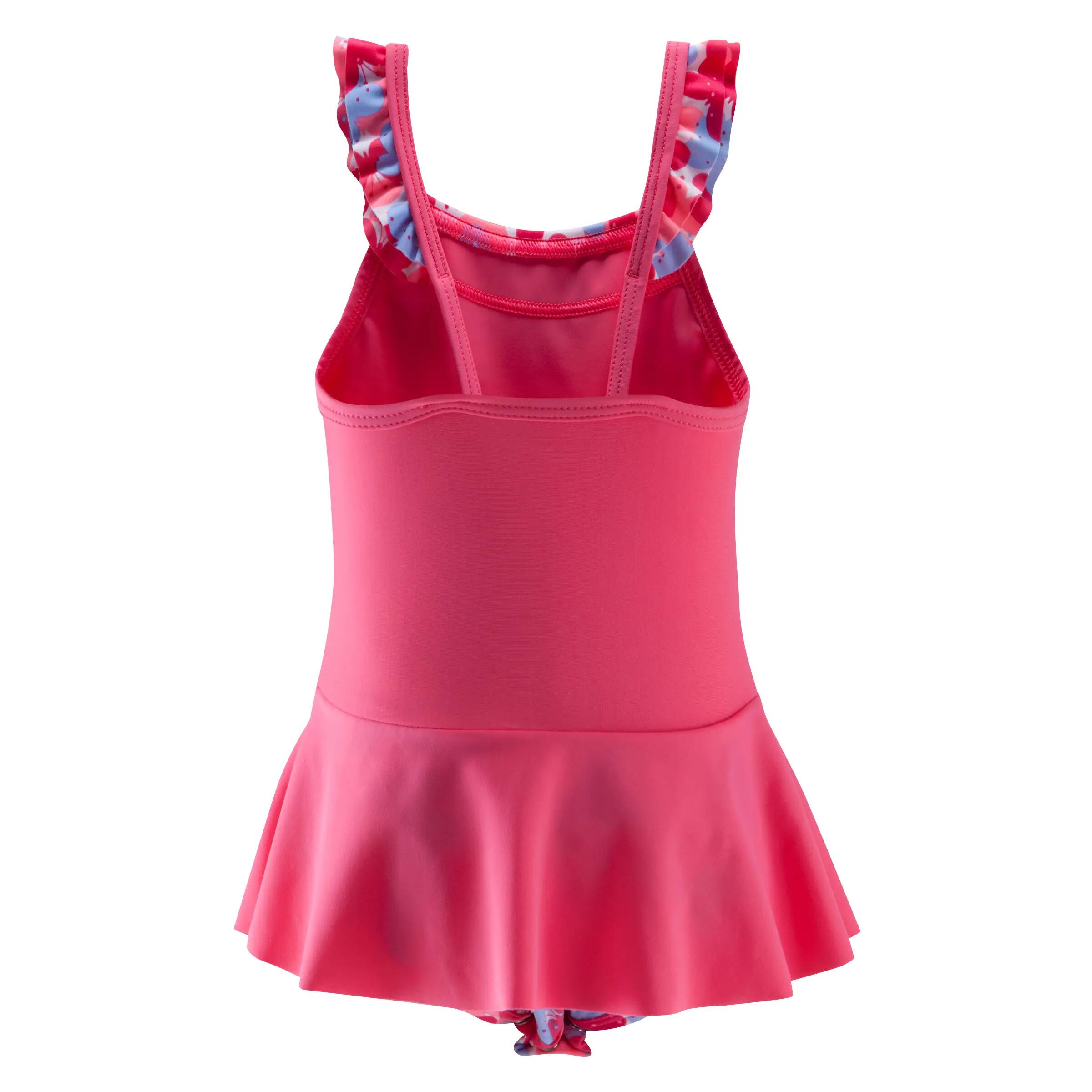 Baby girls' one-piece swimsuit with skirt butterfly print 2/5