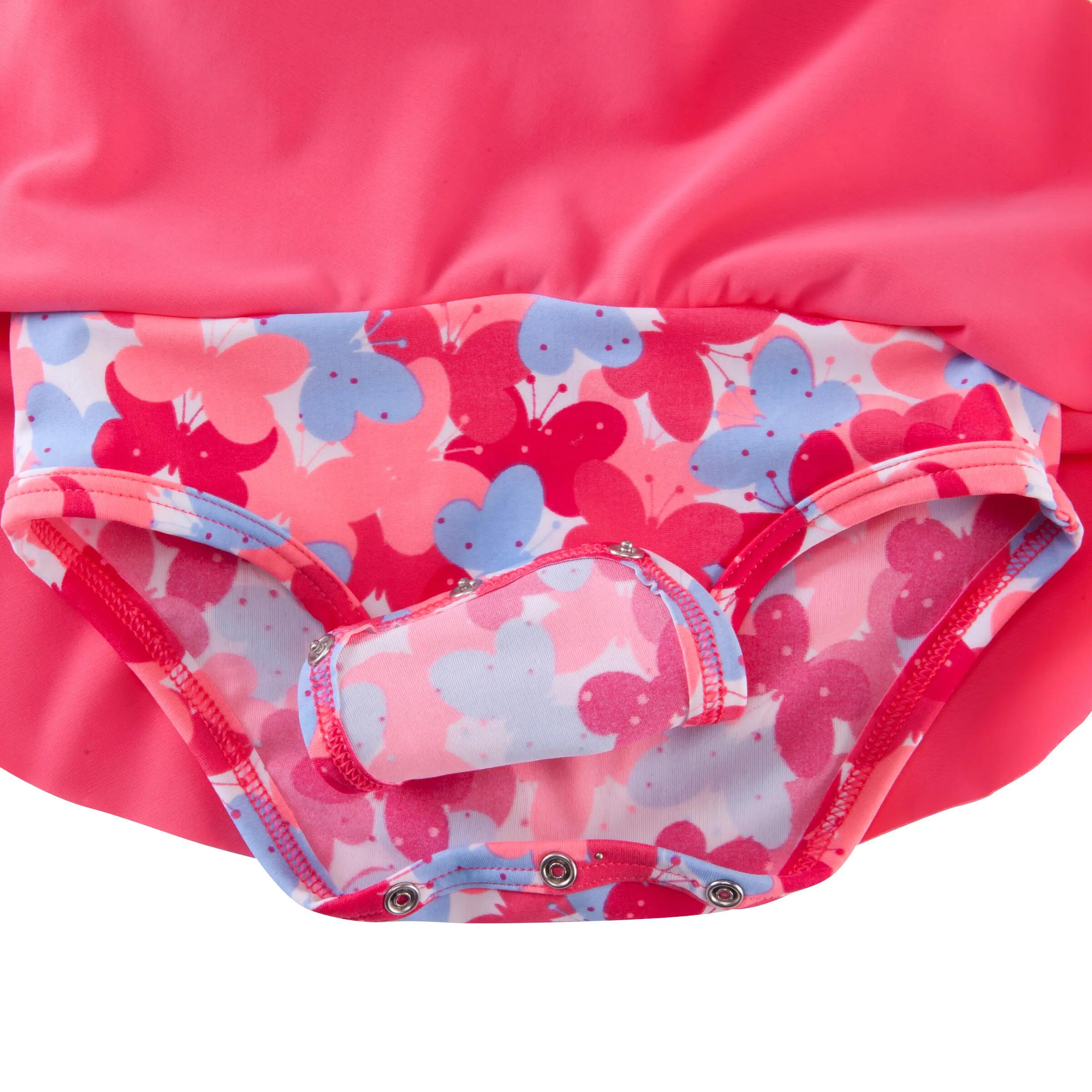 Baby girls' one-piece swimsuit with skirt butterfly print 4/5