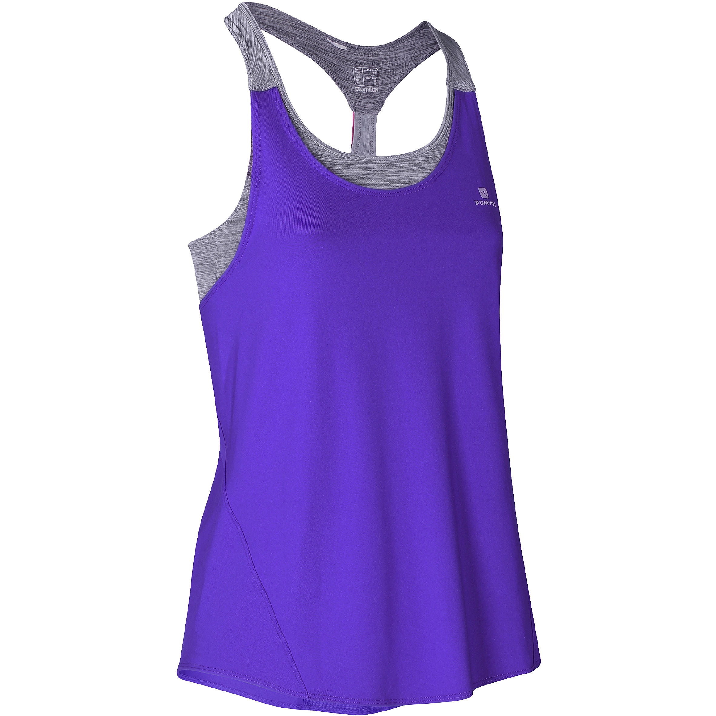 DOMYOS Energy+ Women's Fitness Tank Top with Built-in Bra - Blue/Grey