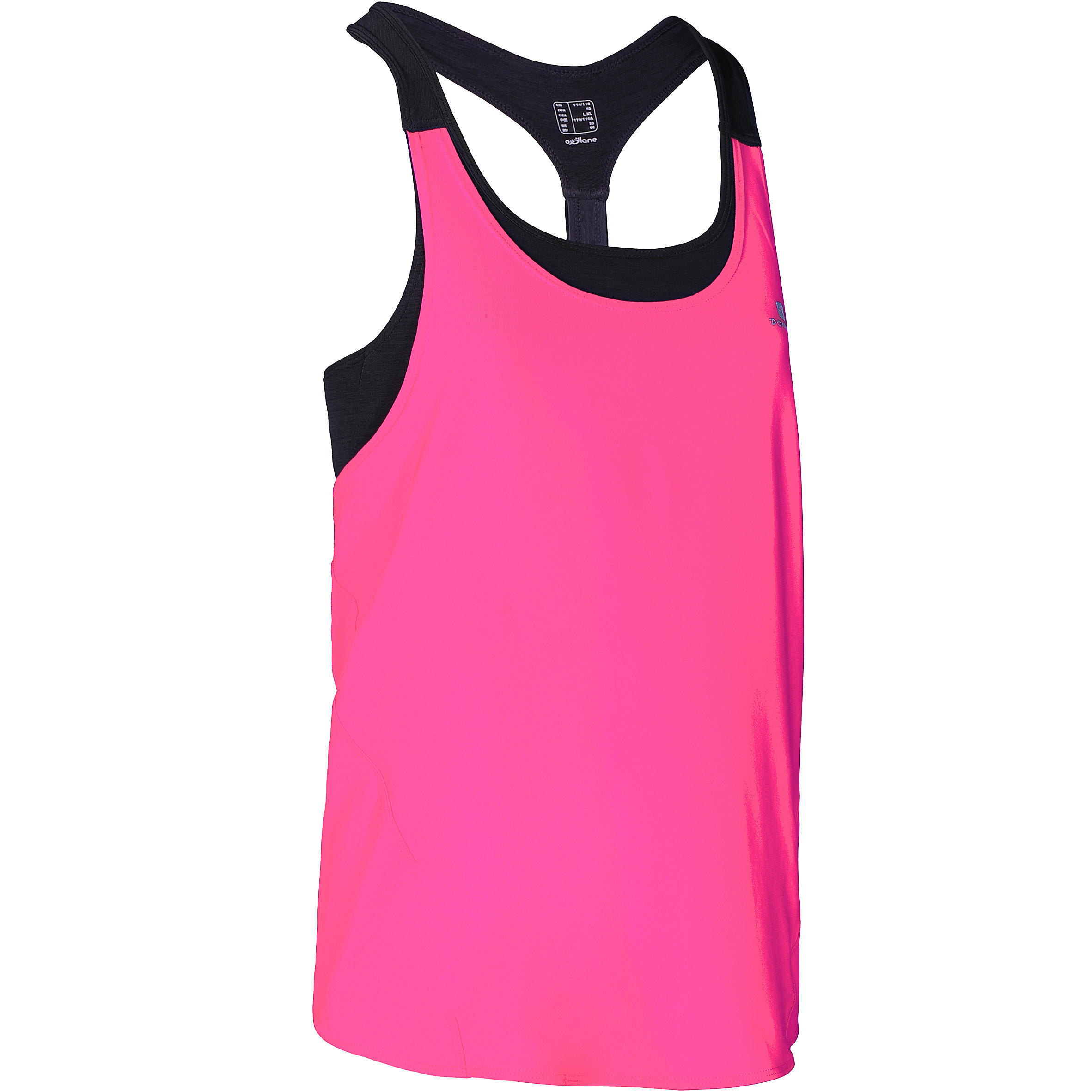 DOMYOS Energy Women's Fitness Tank Top with Built-in Bra - Grey/Pink