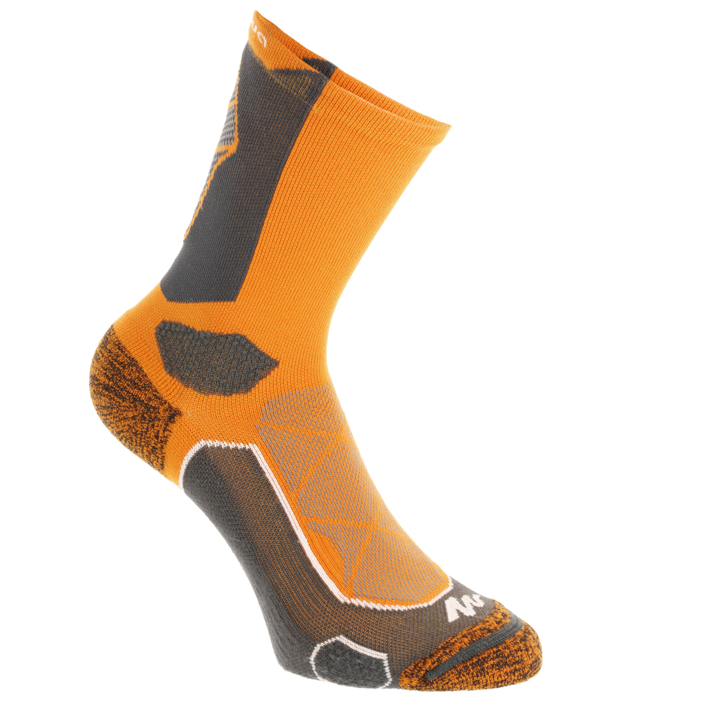 2 pairs of high length adult F500 mountain hiking socks in orange 2/8