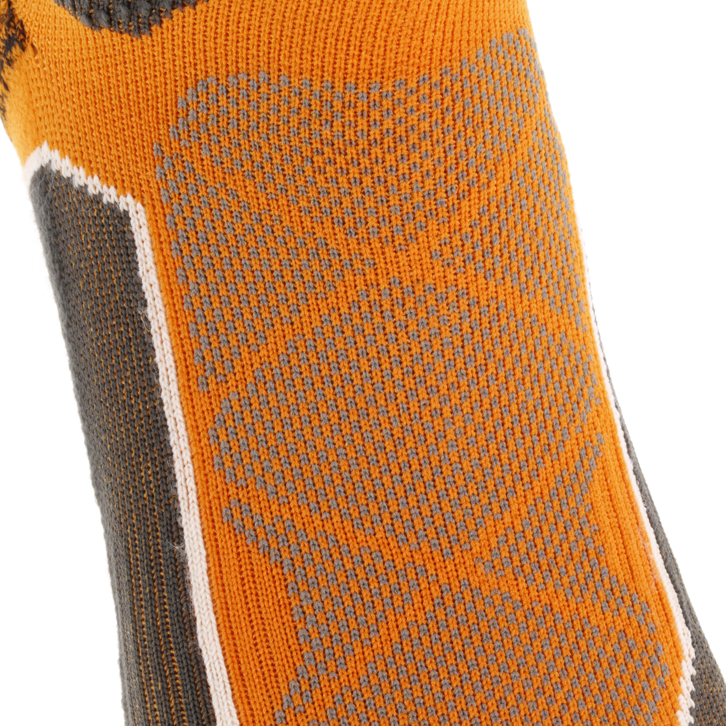 2 pairs of high length adult F500 mountain hiking socks in orange 5/8
