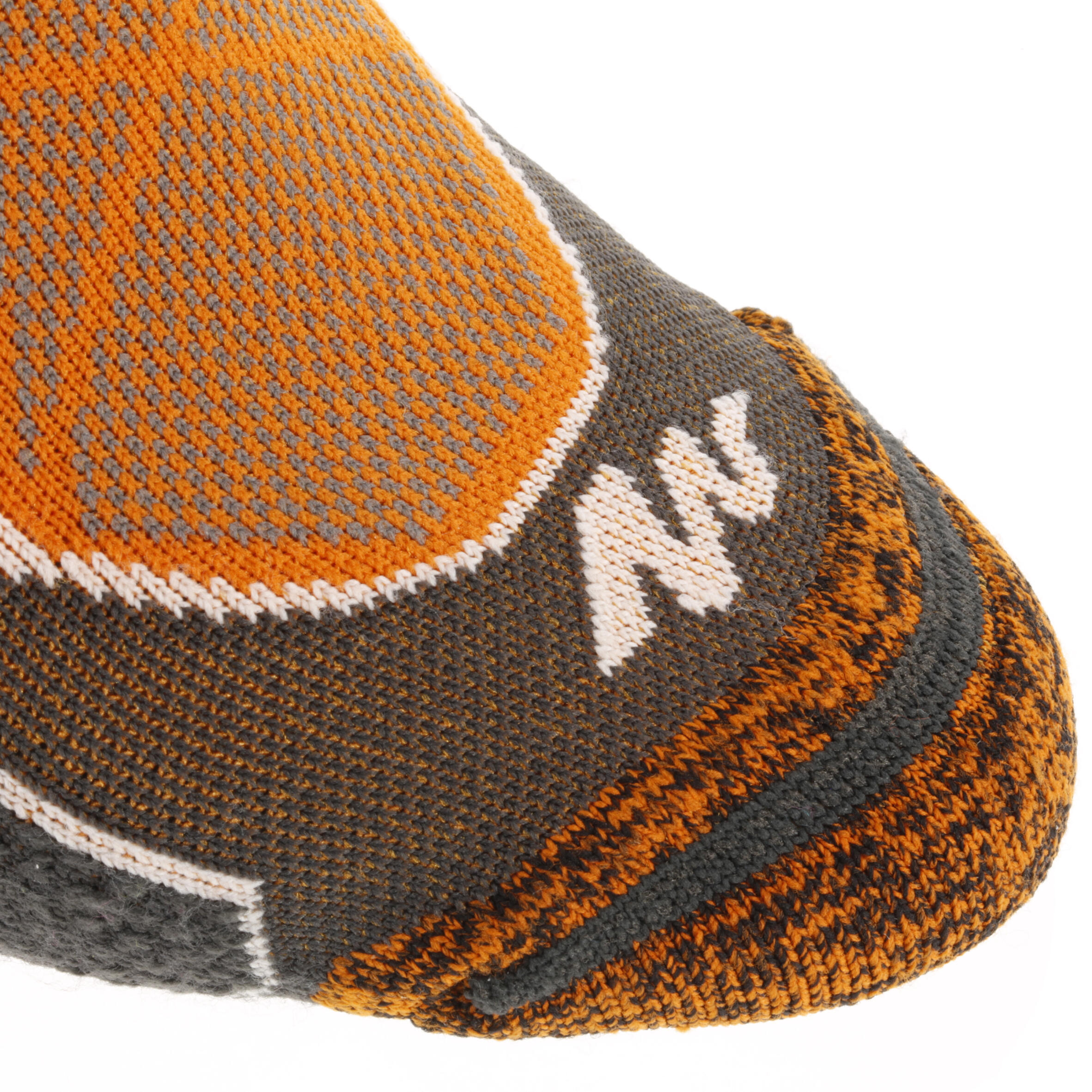 2 pairs of high length adult F500 mountain hiking socks in orange 6/8