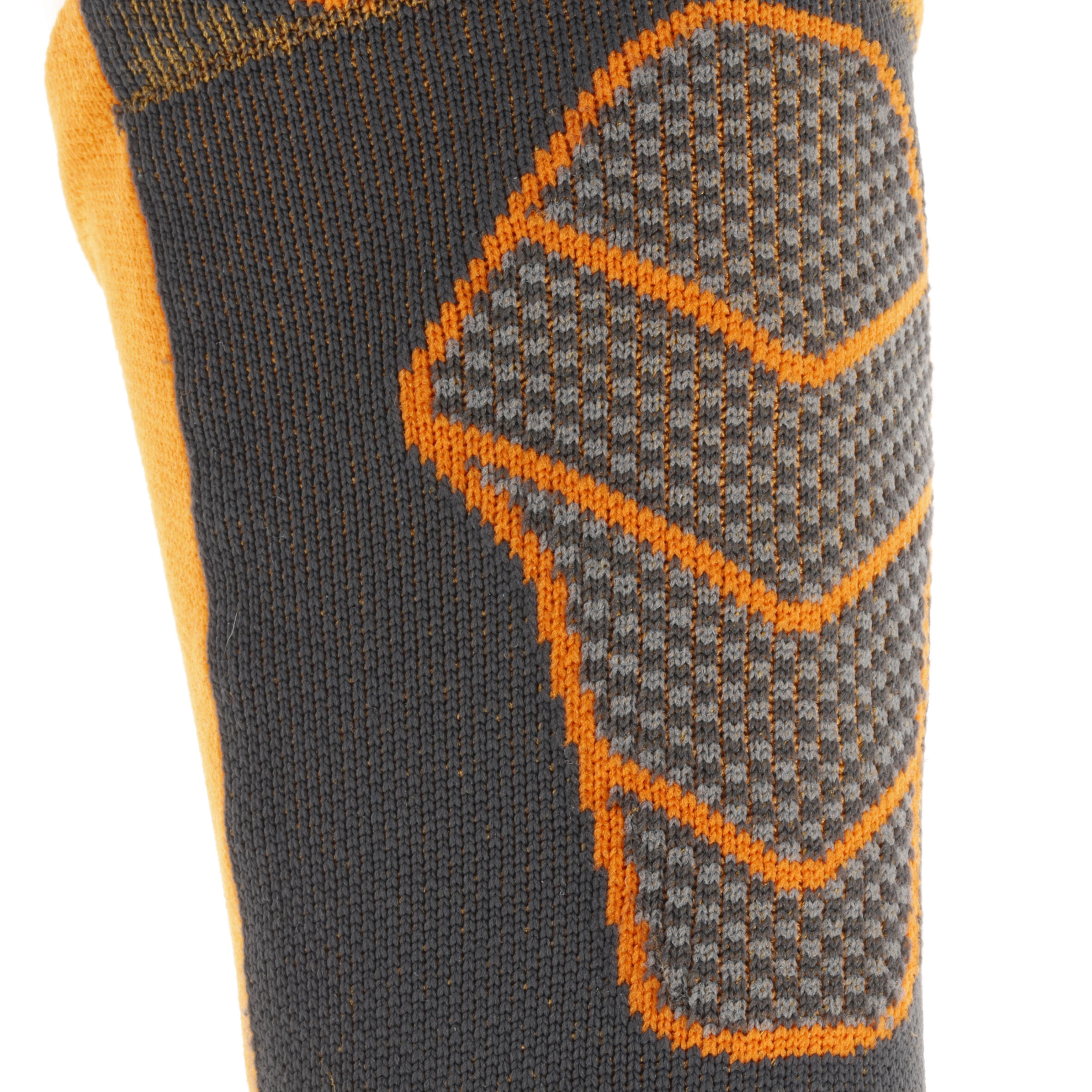 2 pairs of high length adult F500 mountain hiking socks in orange 7/8