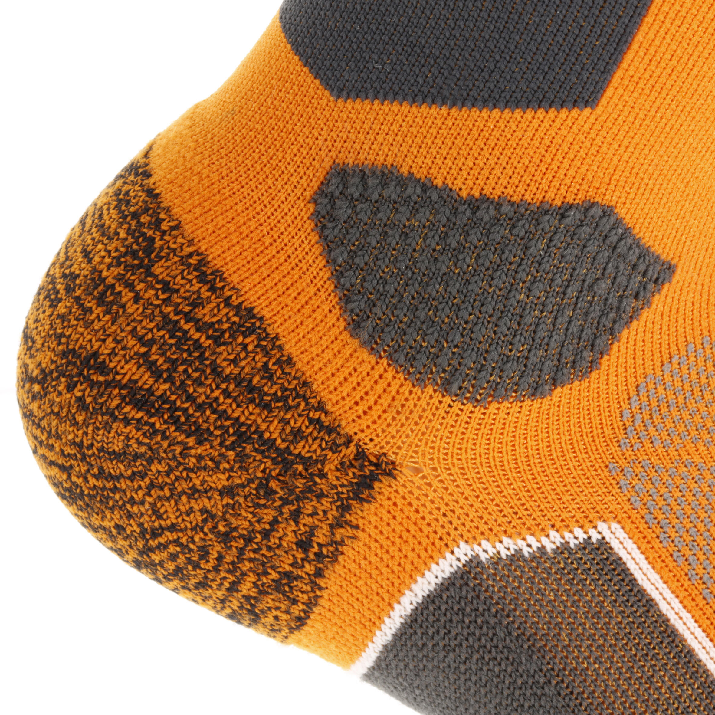 2 pairs of high length adult F500 mountain hiking socks in orange 4/8