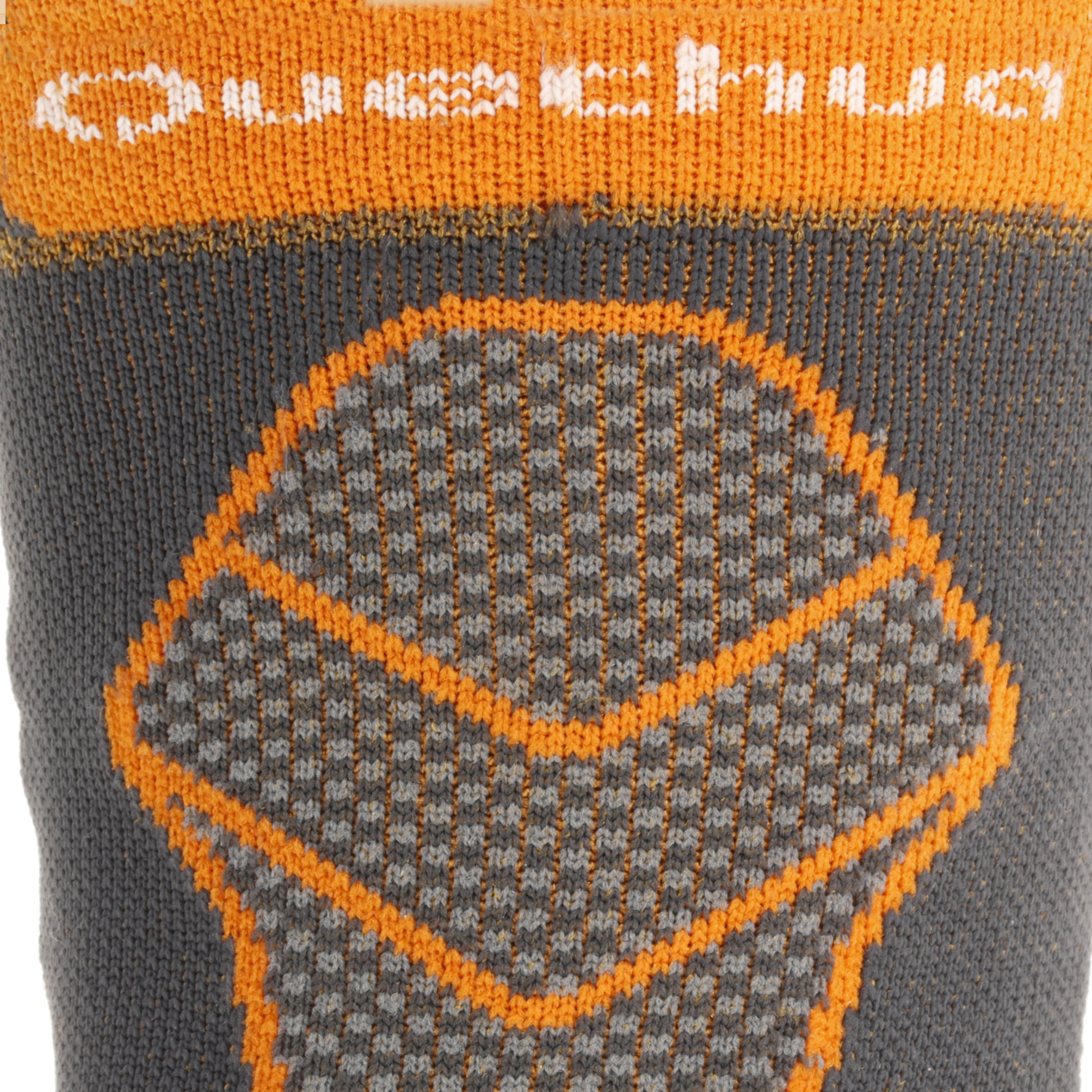 2 pairs of high length adult F500 mountain hiking socks in orange 8/8