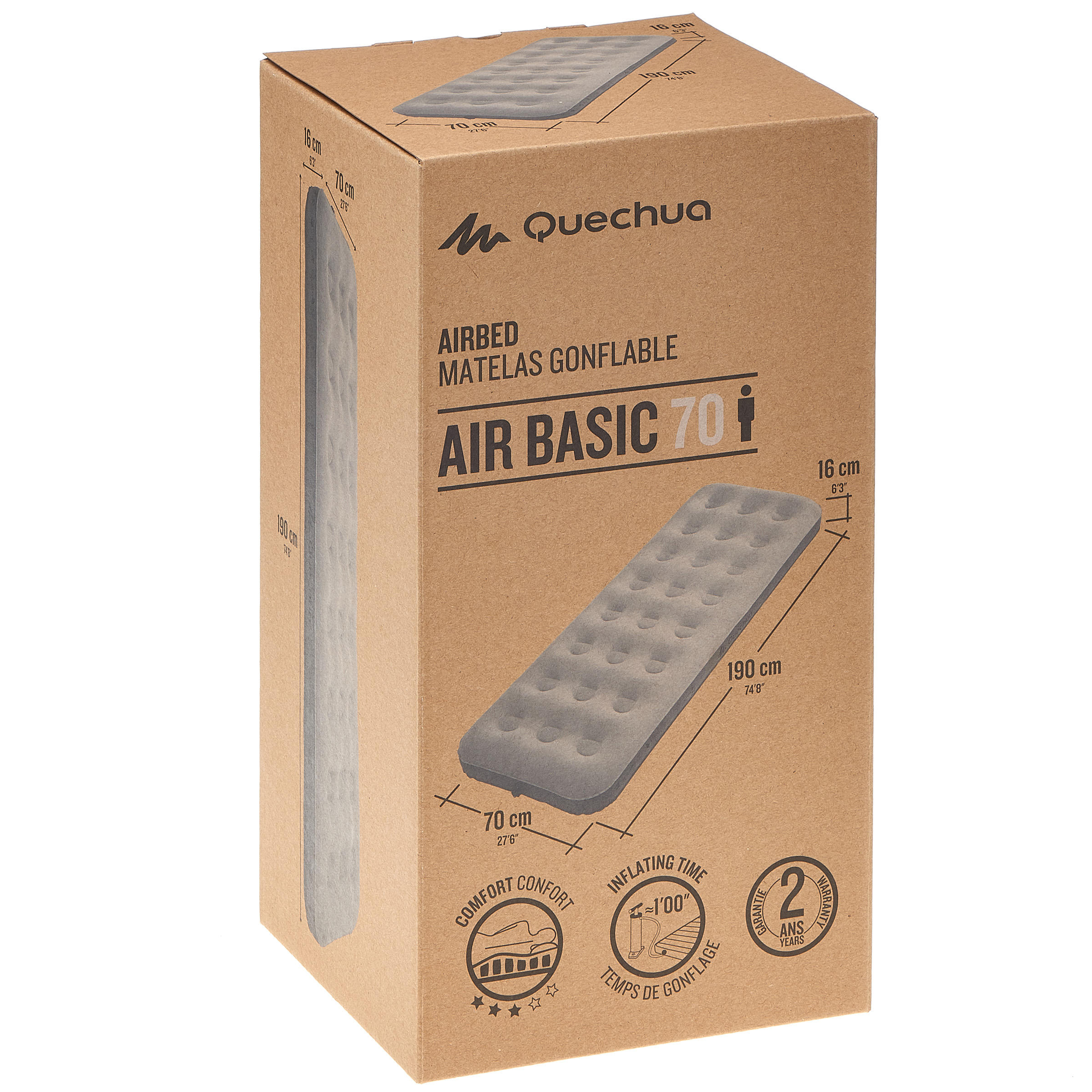 

Camping Mattress (Inflatable) 1 Person - White/Grey, Grey/white
