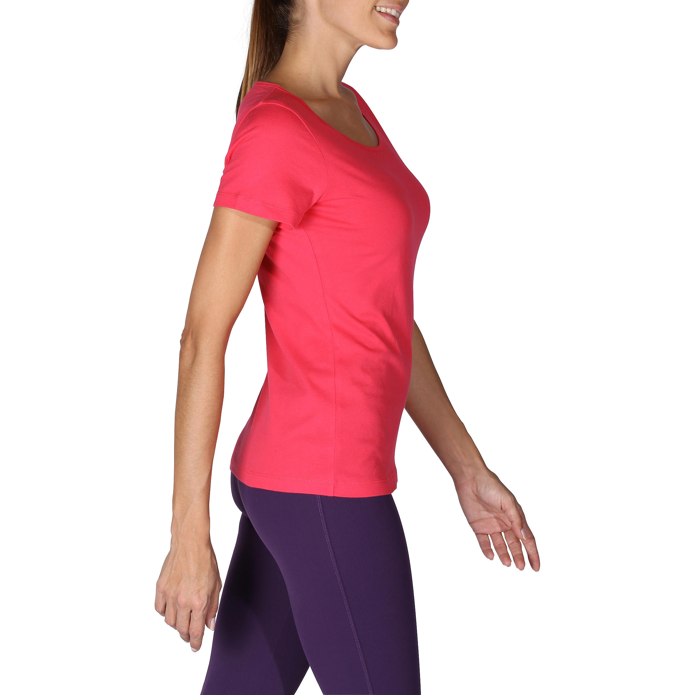 Sportee 100 Women's Short-Sleeved Gym & Pilates T-Shirt - Pink 3/10