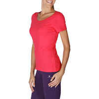 Sportee 100 Women's Short-Sleeved Gym & Pilates T-Shirt - Pink