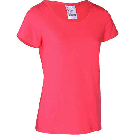 T-shirt 100 manches courtes Gym & Pilates femme rose Sportee