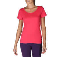 Sportee 100 Women's Short-Sleeved Gym & Pilates T-Shirt - Pink