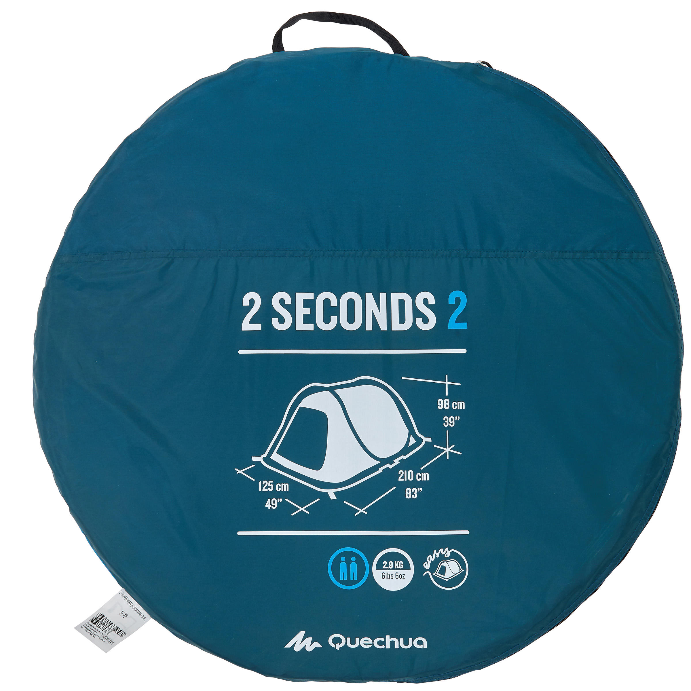 2 Seconds 2 Person Camping Tent - Blue 16/18