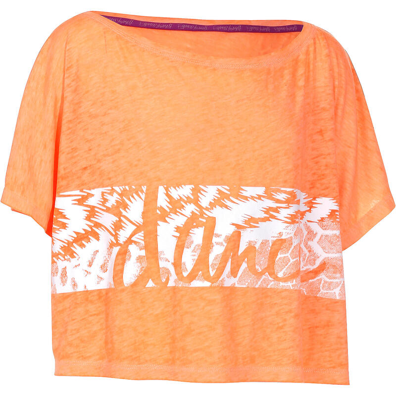 DanceShirt Kurzarm kurz und weit geschnitten Kinder blassrosa DOMYOS