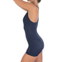Leony Women's One-Piece Legsuit Shorty Swimsuit - Dark Blue