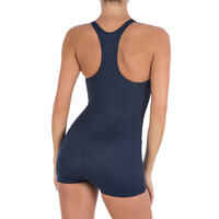 Leony Women's One-Piece Legsuit Shorty Swimsuit - Dark Blue