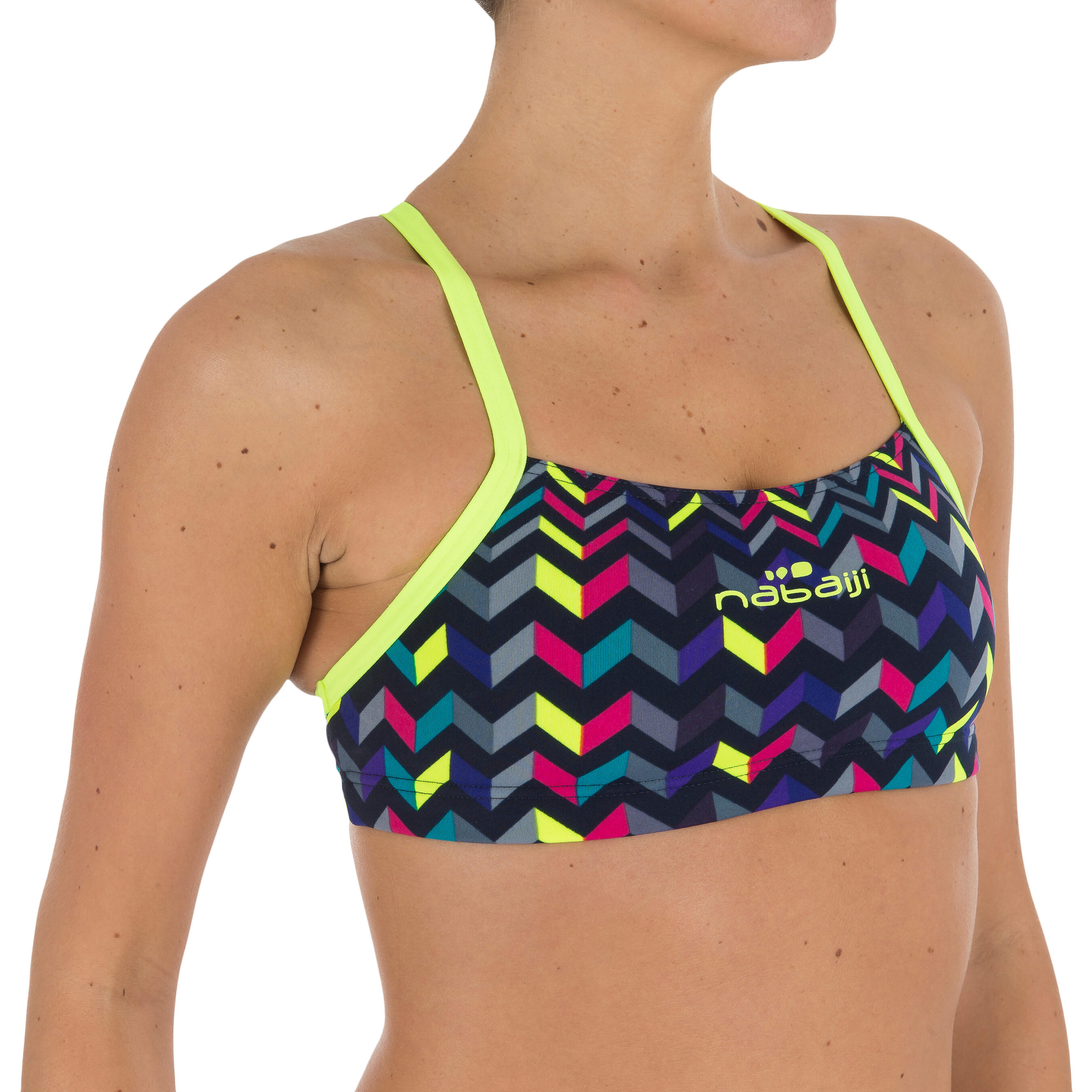 NABAIJI Kamiye swimming crop top - Allzig blue yellow