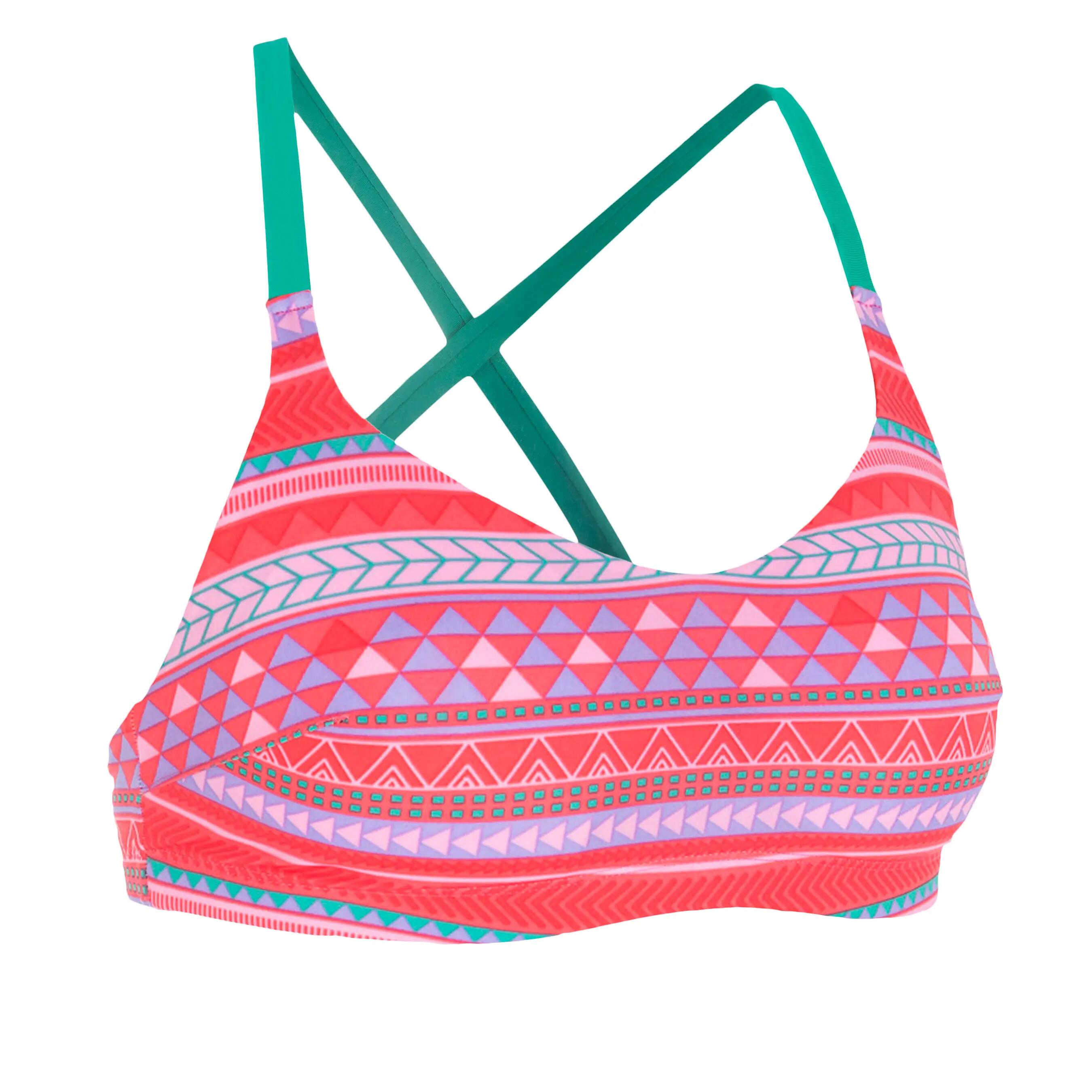 Riana women's swimming crop top - All Knit coral 2/14