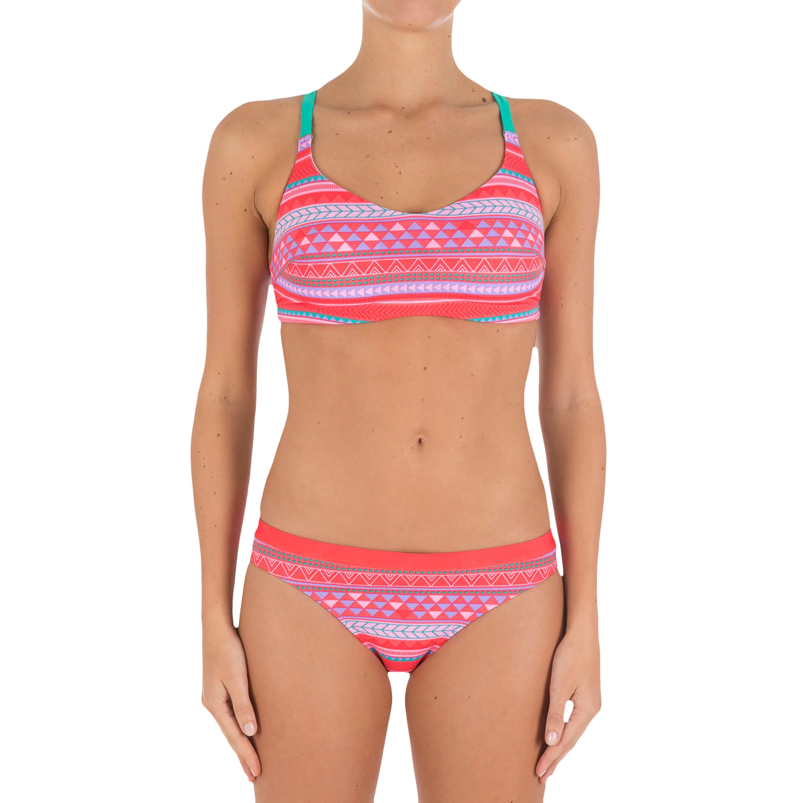 Riana women's swimming crop top - All Knit coral 9/14