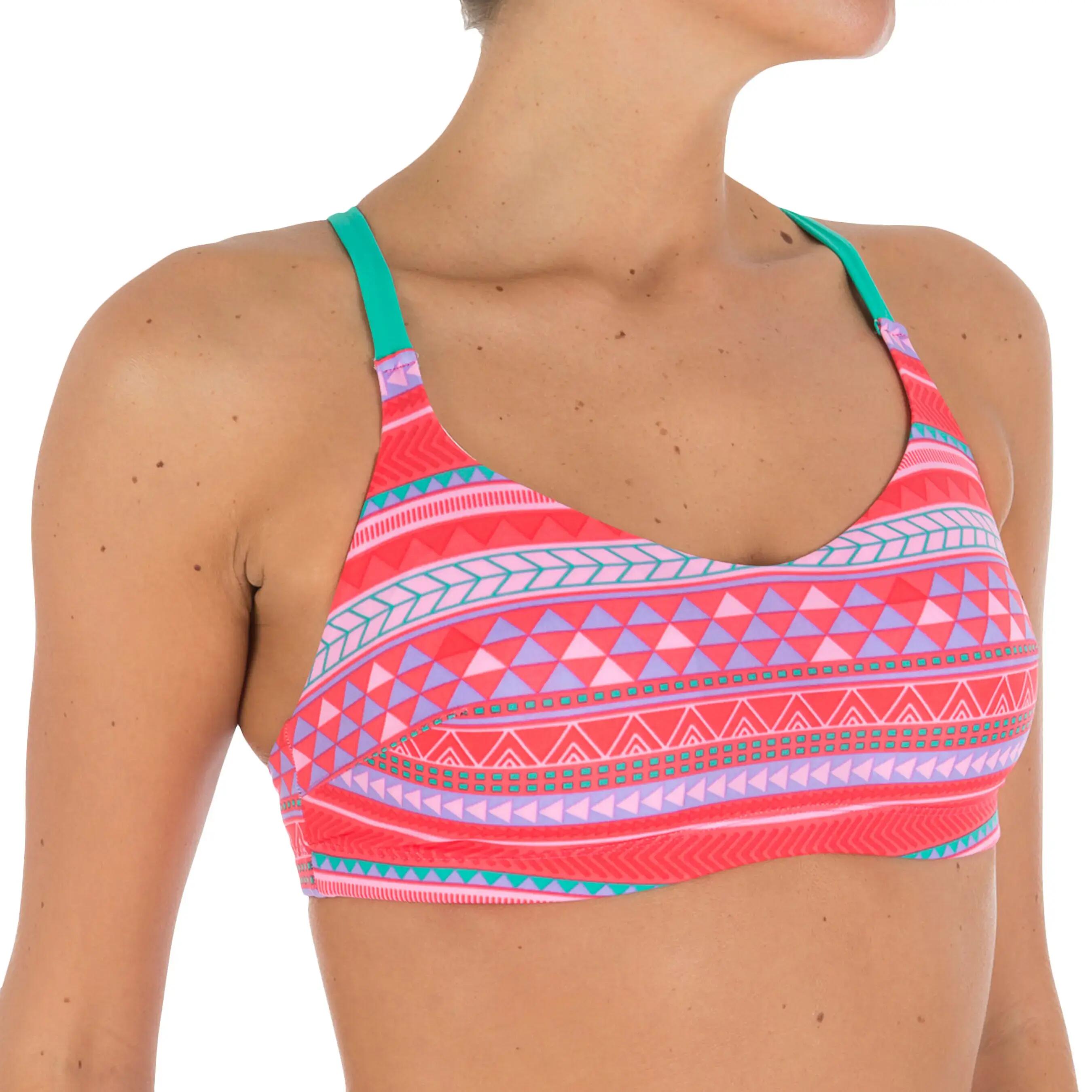 Riana women's swimming crop top - All Knit coral 1/14