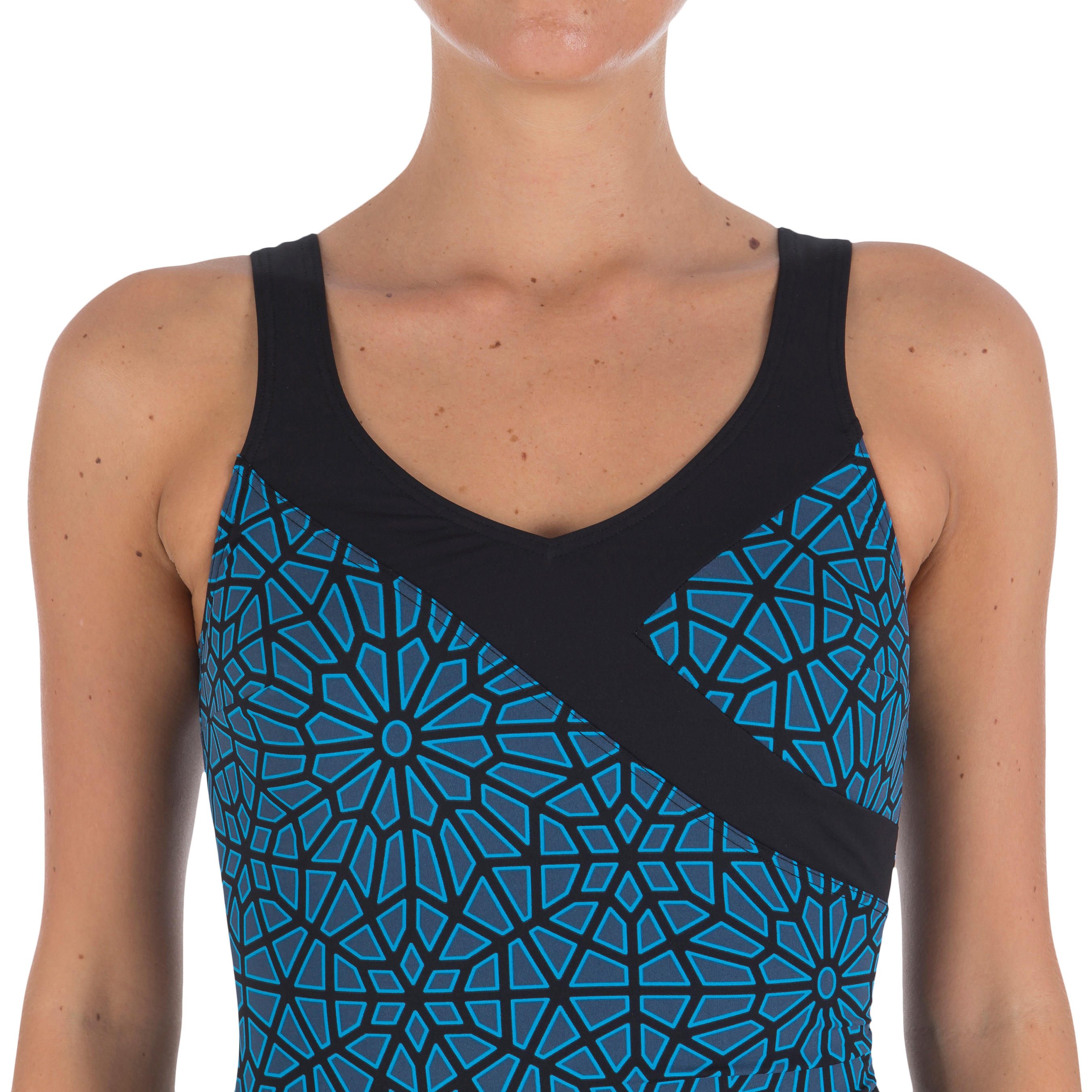 Karli One-Piece Women's Body-Sculpting Aquafitness Swimsuit - All Lace Blue 5/5