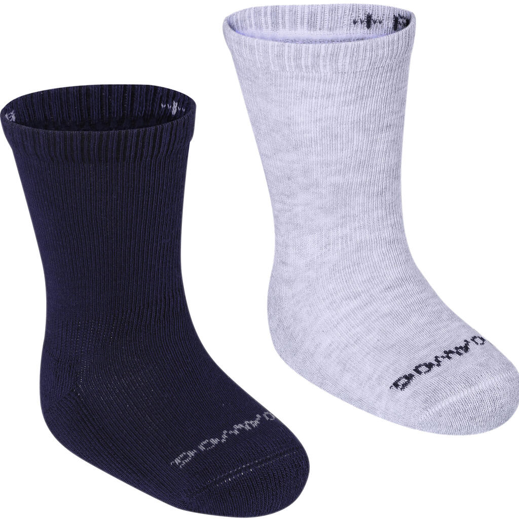 Detské ponožky 500 2 páry na cvičenie modro-biele 