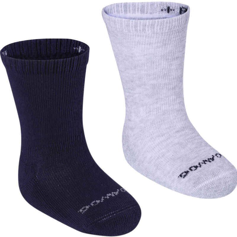 500 Non-Slip Gym Socks Twin-Pack - Navy/Mottled Grey