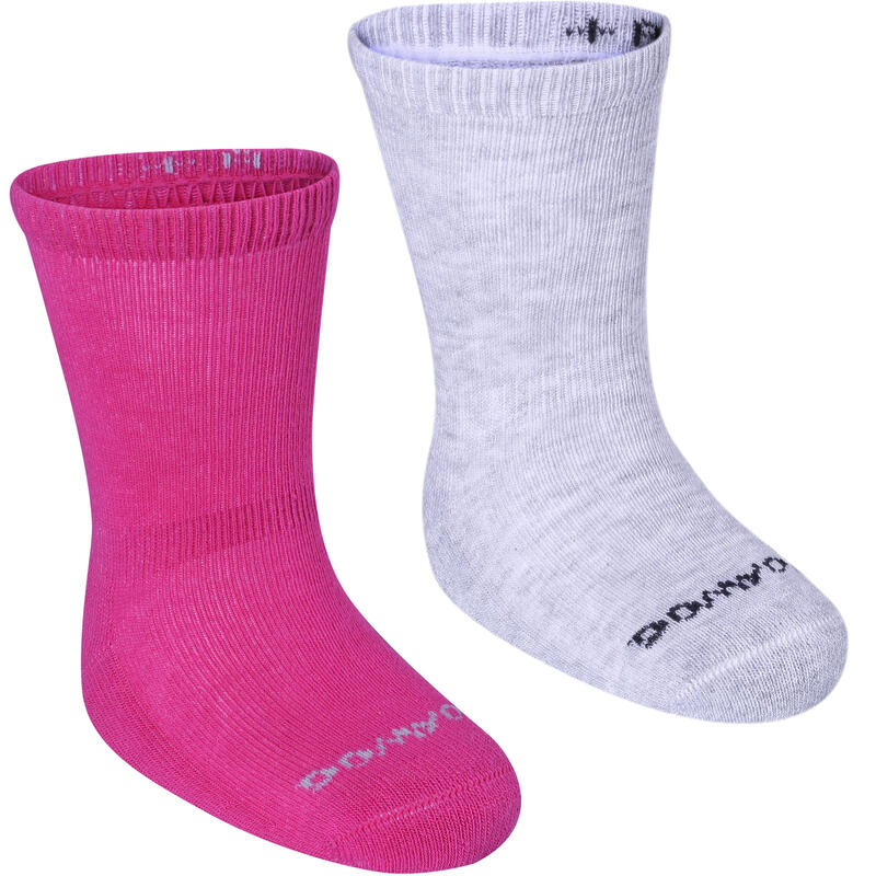 Chaussettes 500 ANTIDERAPANTES   LOT 2 GYM  marine/gris chiné