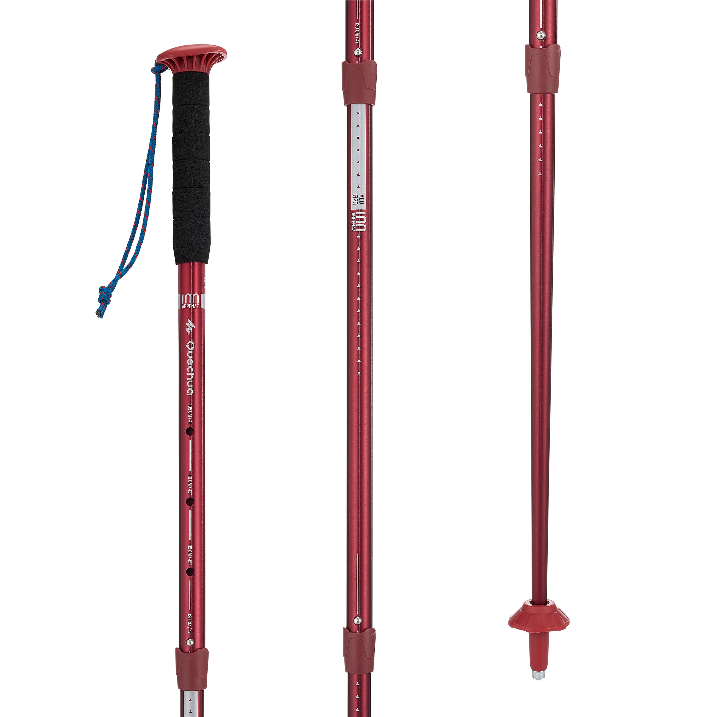 FORCLAZ 1 x Arpenaz 100 Hiking Pole – Red