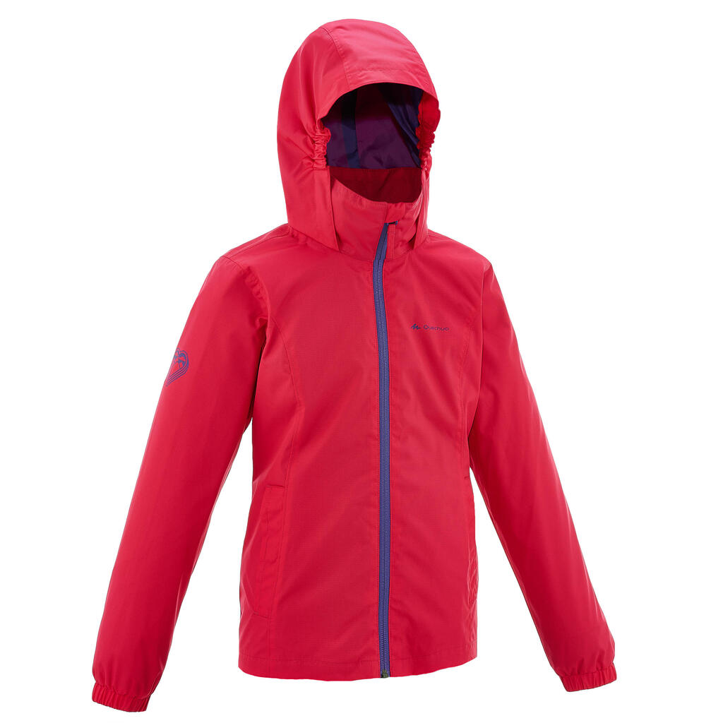 Hike 500 girl's hiking waterproof jacket - pink