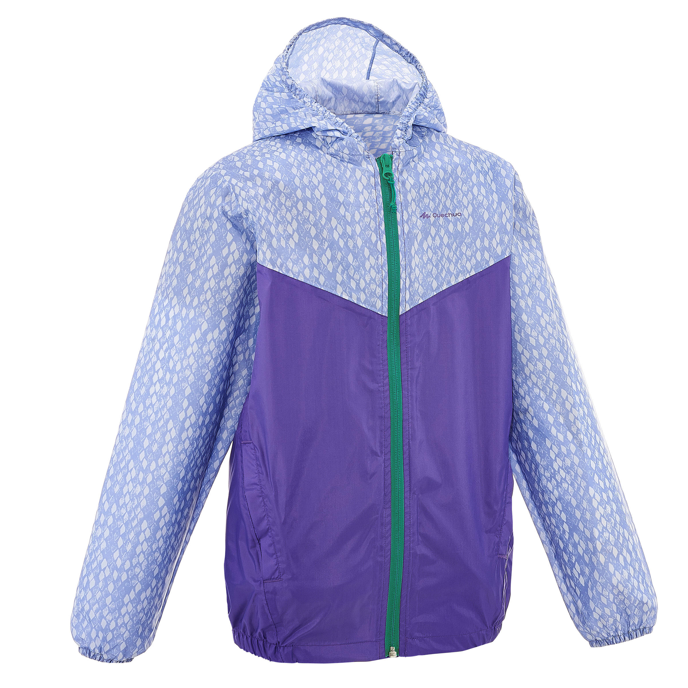 QUECHUA Rain Cut Zip Children's Hiking Waterproof Jacket Purple
